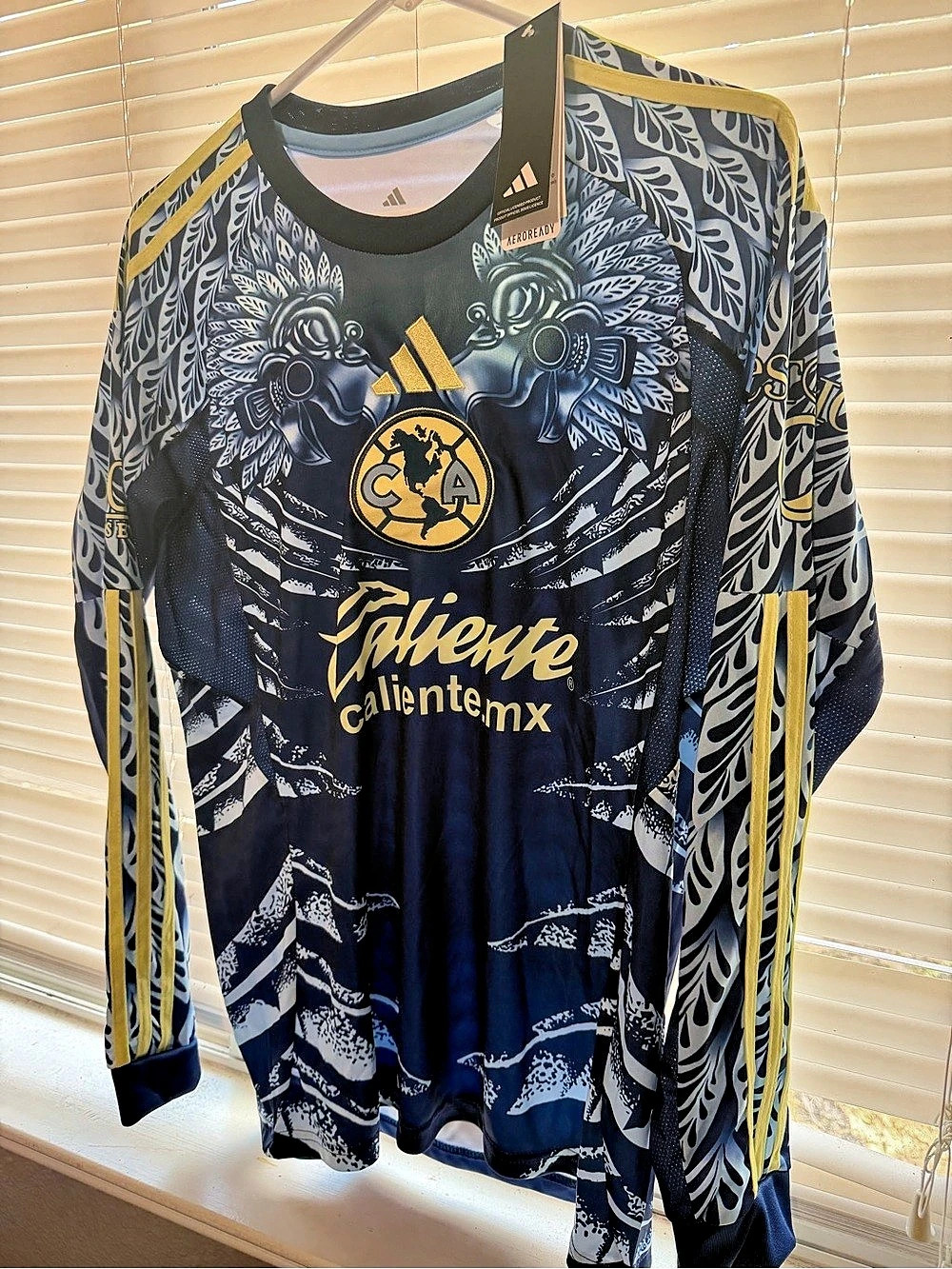 adidas Club America 25/26 Long Sleeve Away Jersey Blue & Yellow Size Small